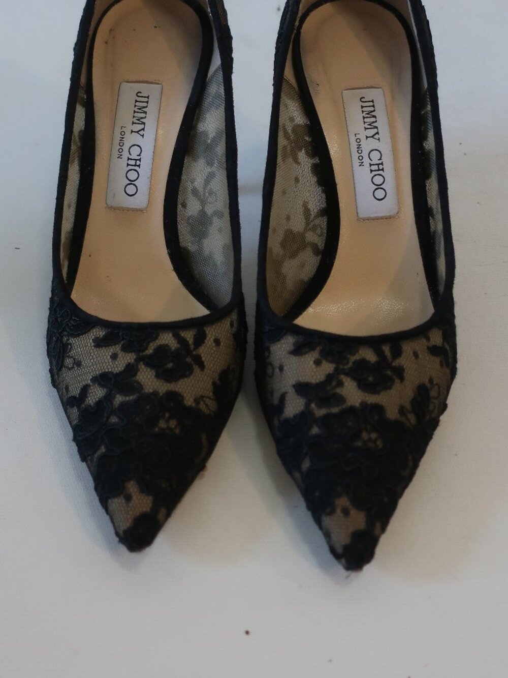 Women Jimmy Choo Black, Nude Lace High Heel Pumps 38  EU/US 8 - Picture 4 of 9